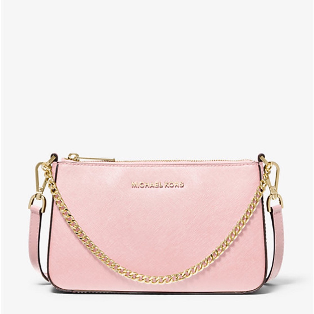 Michael Kors White Clutch with Gold Chain